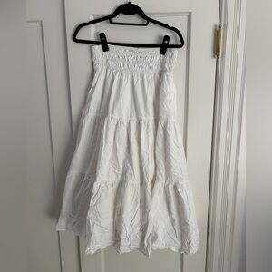 AQUA white tiered midi skirt